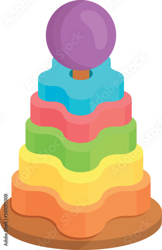 Color tower puzzle toy. Baby game icon