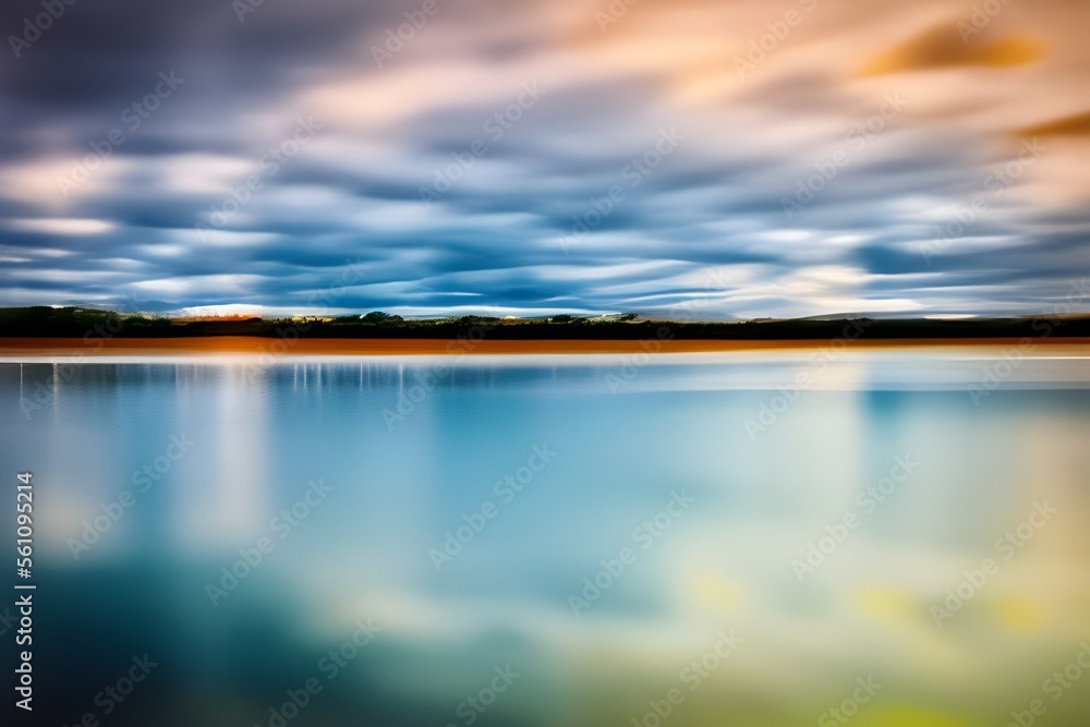 Fototapeta premium sunset over the lake