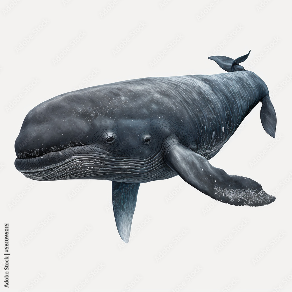 Bowhead Whale full body image with white background ultra realistic ...