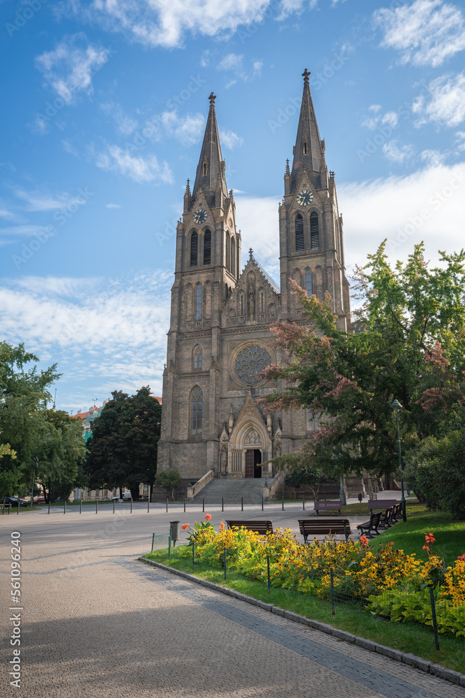 Fototapeta premium Church of St. Ludmila at Namesti Miru Square - Prague, Czech Republic