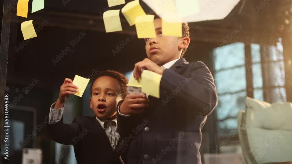 Busy Little Cute African American Businessmen Children Write Idea On Busy little cute african american businessmen children write idea on