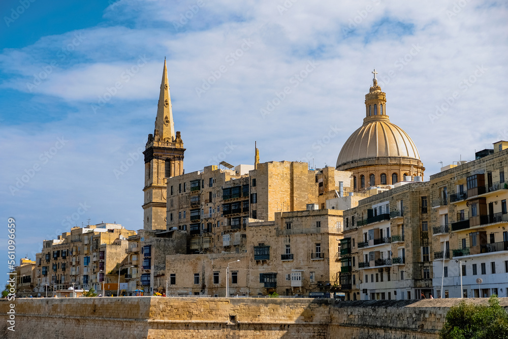 Saint Paul's church and surrounding buildings in Valetta, Malta