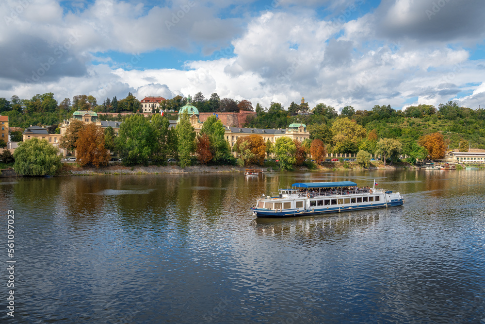Tourist Boat on Vltava River - Prague, Czech Republic
