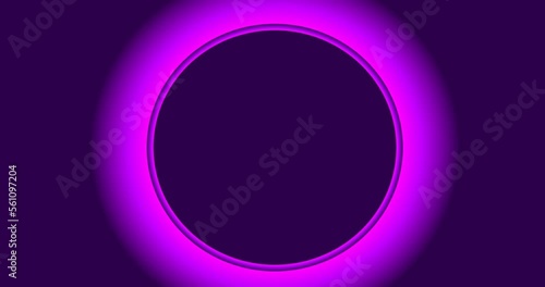 Animated neon pink glowing black hole circle background