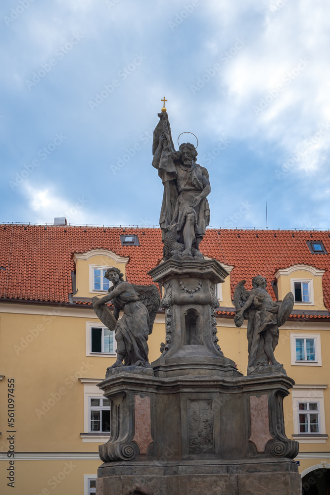 Statue of St. John the Baptist at Maltezske square - Prague, Czech Republic