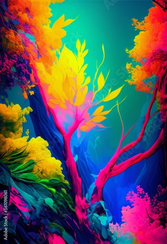 Painted bright multicolored nature