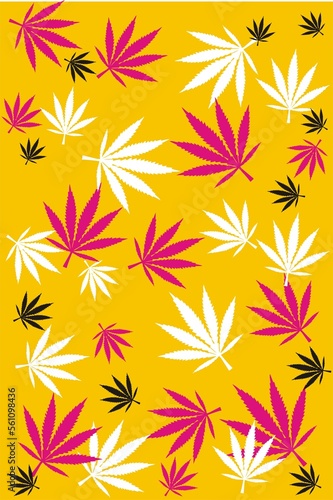Abstract illustration graphic marijuana cannabis leaf pile texture background