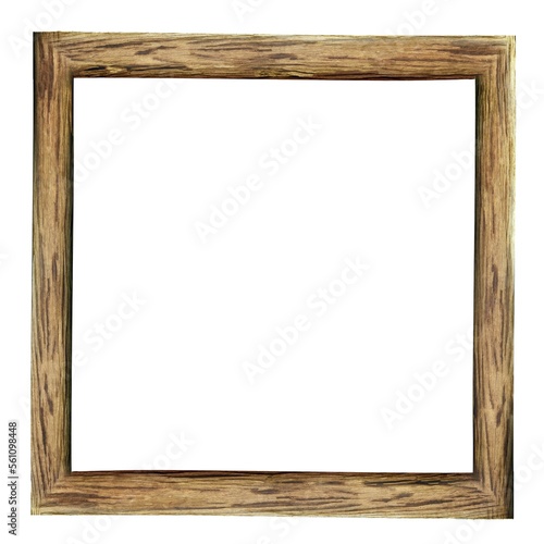Empty wooden photo frame isolated on white background