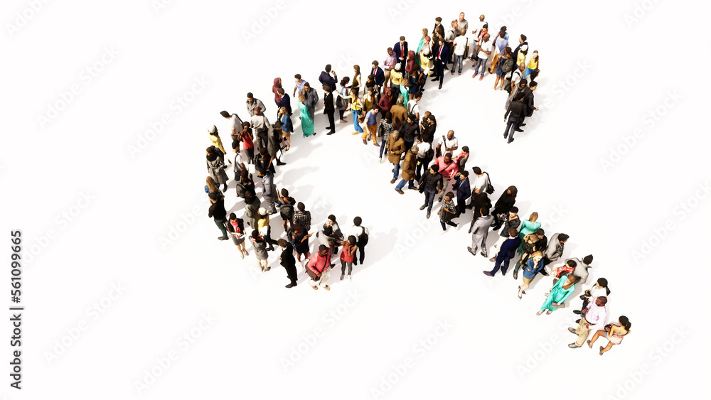 Concept or conceptual large gathering of people forming an aries zodiac sign on white background. A 3d illustration symbol for esoteric, the mystic, the power of prediction of astrology Concept or conceptual large gathering of people forming an aries zodiac sign on white background. A 3d illustration symbol for esoteric, the mystic, the power of prediction of astrology