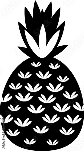 Black pineapple icon cartoon vector. Tropical fruit. Slice food