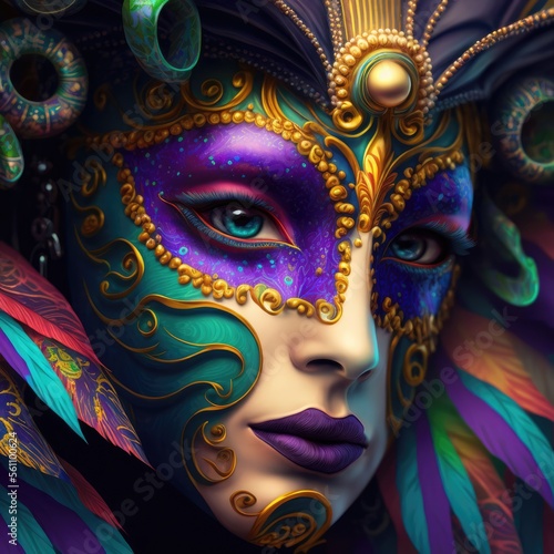 Beautiful woman on carnival - Generative AI © Jürgen Fälchle