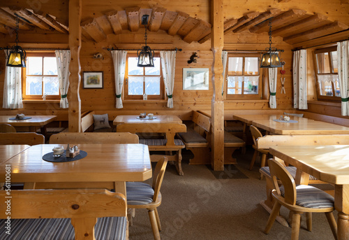 Cozy restaurant in the ski resort of Gastein, Austria