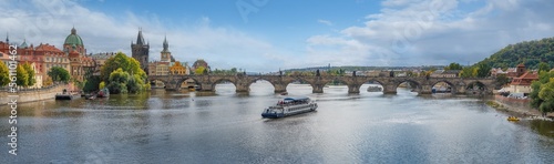 Panoramic view of Charles Bridhe and Vltava River - Prague, Czech Republic photo