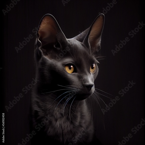 Korn Ja cat breed isolated on a black background. Generative AI © Razvan