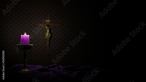 Lent. Time for penance, prayer, almsgiving. Quiet time - 3D illustration