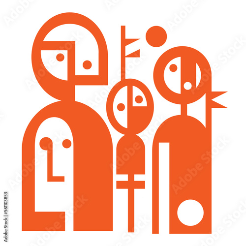 modern family abstract and simplified group portrait of people
