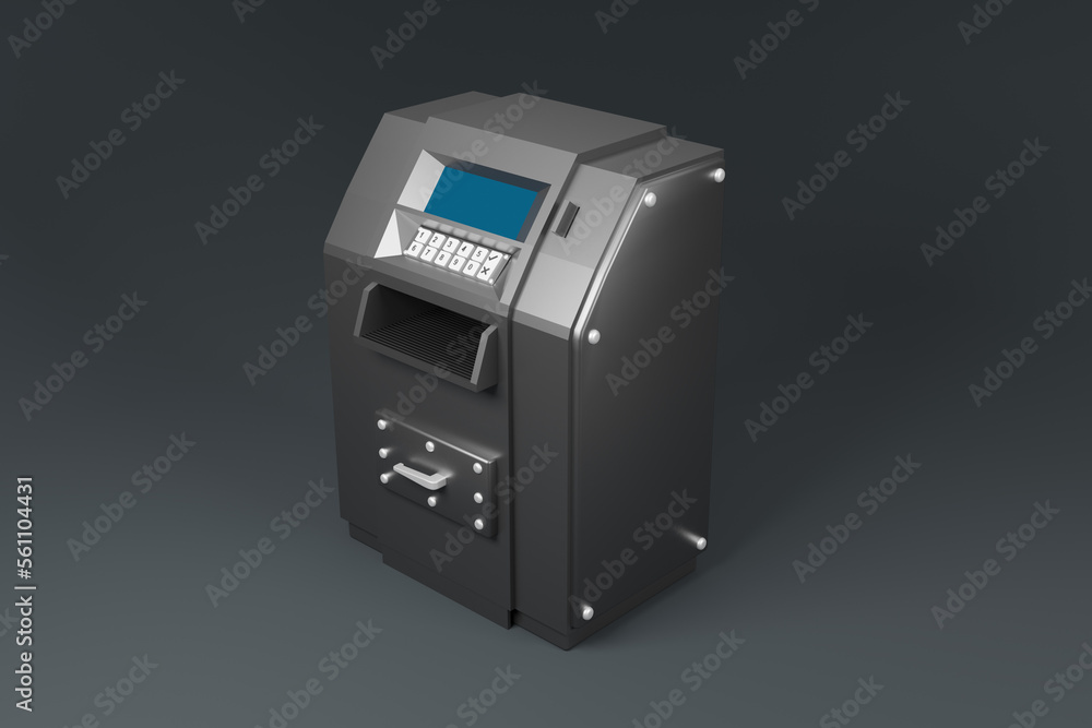 silver metallic Generic ATM or Automated Teller Machine. 3D render illustration silver metallic Generic ATM or Automated Teller Machine. 3D render illustration