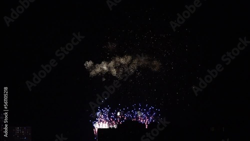 Holiday welcome fireworks - colorful rockets
