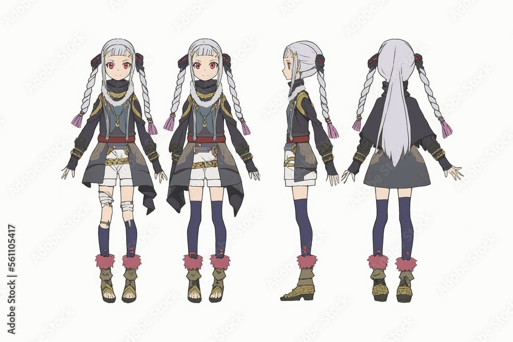Fototapeta premium Anime character model sheet