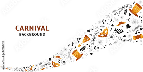 Brazilian Carnival Background Mardi Gras Party Vector Design for carnaval, mardi gras, festival, masquerade,parade. Template for design invitation, flyer poster, banners.