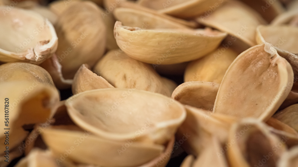Rind from the pistachios macro. Empty shell without nuts Rind from the pistachios macro. Empty shell without nuts