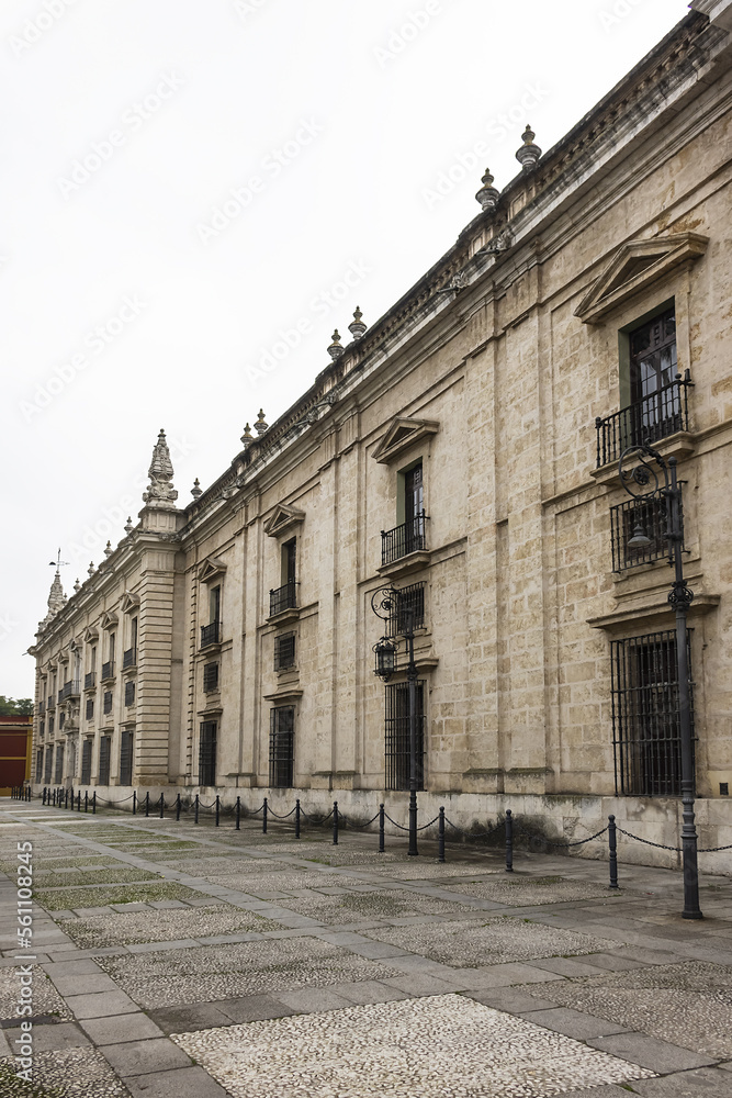 Fototapeta premium Enormous neoclassical building of Former tobacco factory (Real Fabrica de Tabacos de Sevilla) was built between 1728 and 1771. Seville, Andalusia, Spain.