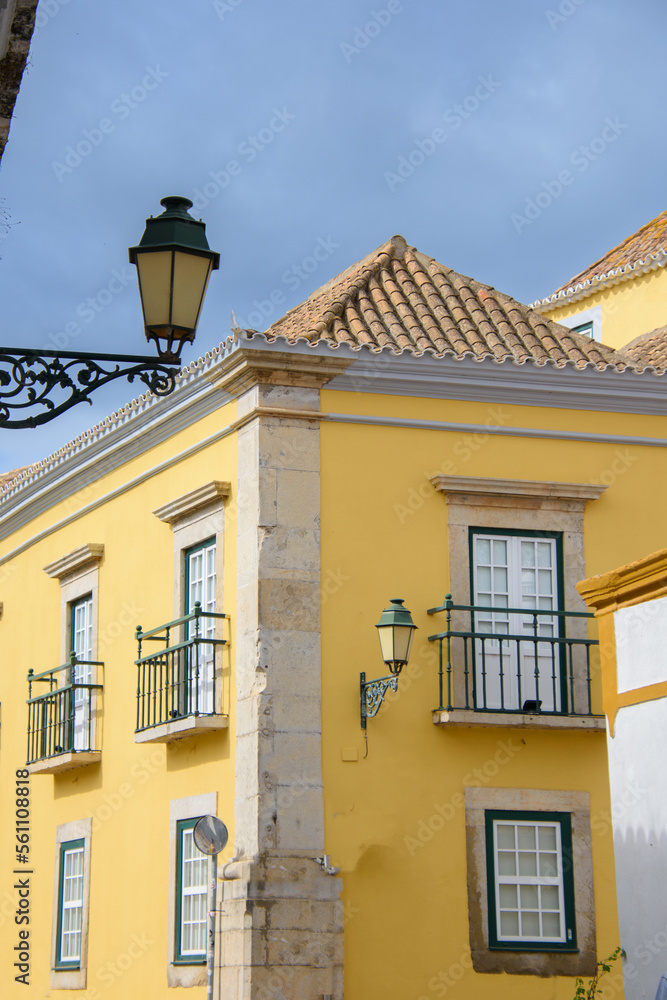 Architecture details of the pretty city of Faro in the the south of Portugal