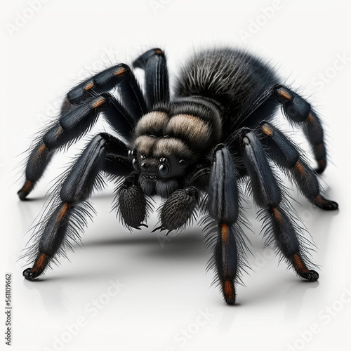 Brazilian Black Tarantula full body image with white background ultra realistic