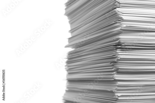 Stack of paper sheets on white background