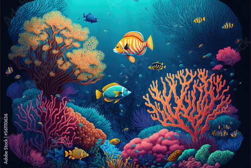 Tropical fish swimming in colorful corl reef © CodrinAlexandru