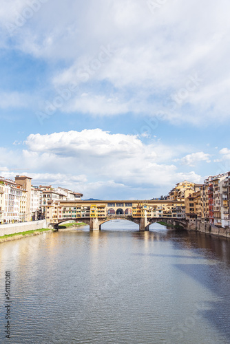 Pontevecchio and Arno river, Florence Italy - looking up at monument © hrm
