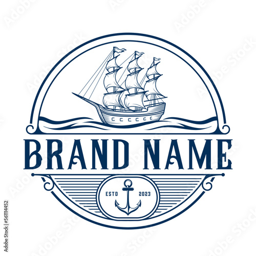 classic sailboat vector logo
