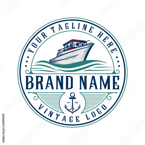 sea ship vector logo design, sea ship emblem