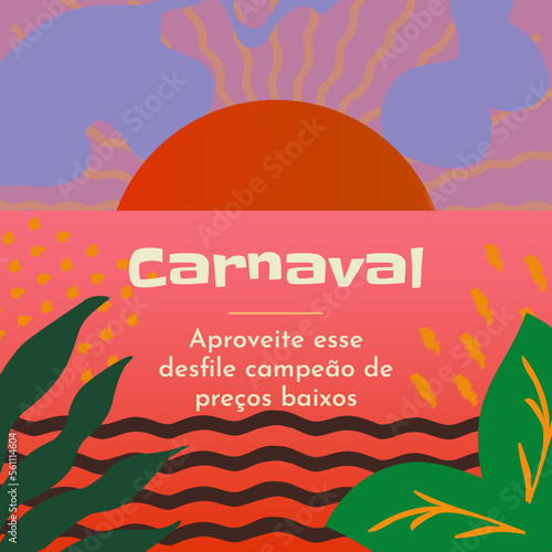 Ilustração de post promocional tropical de carnaval