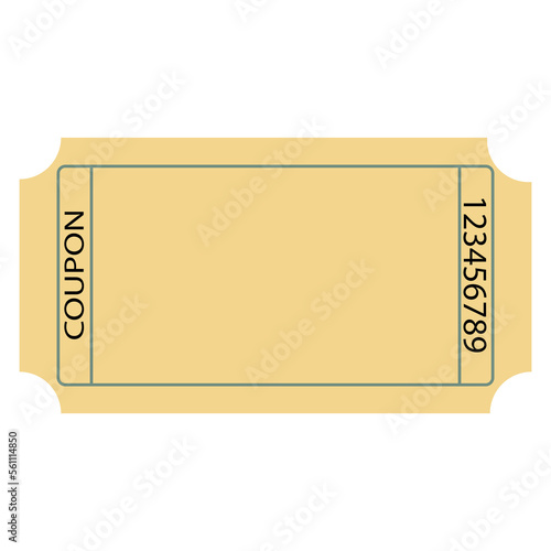 Simple flat coupon, entrance ticket empty yellow