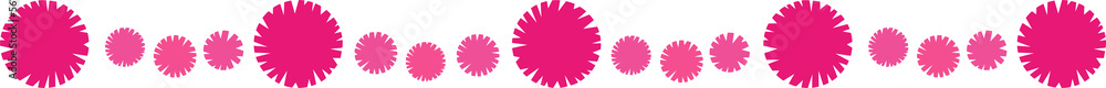 Obraz premium Valentine's day decoration garland and bunting made of pompoms, hearts. Party supplies. Flat illustration
