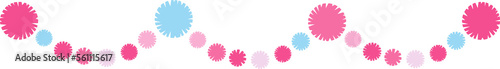 Party decoration garland and bunting made of pompoms. Party supplies in pastele colors. Flat illustration