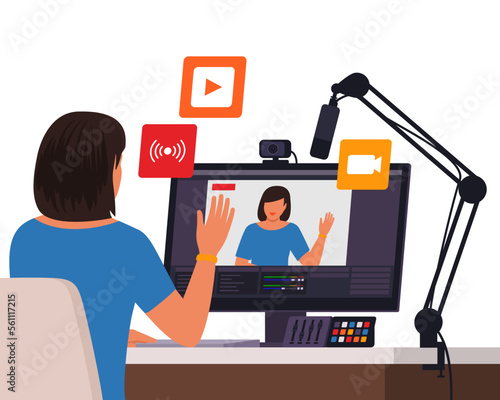 Professional youtuber and influencer livestreaming on social media