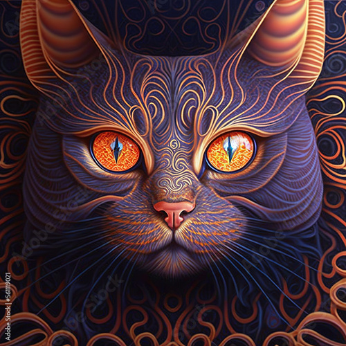 Cat portrait, abstract painting art, fantasy illustration  © vvalentine