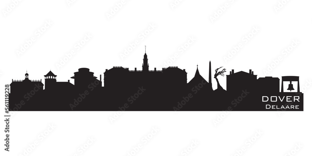 Dover Delaware city skyline vector silhouette