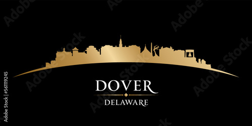 Dover Delaware city silhouette black background