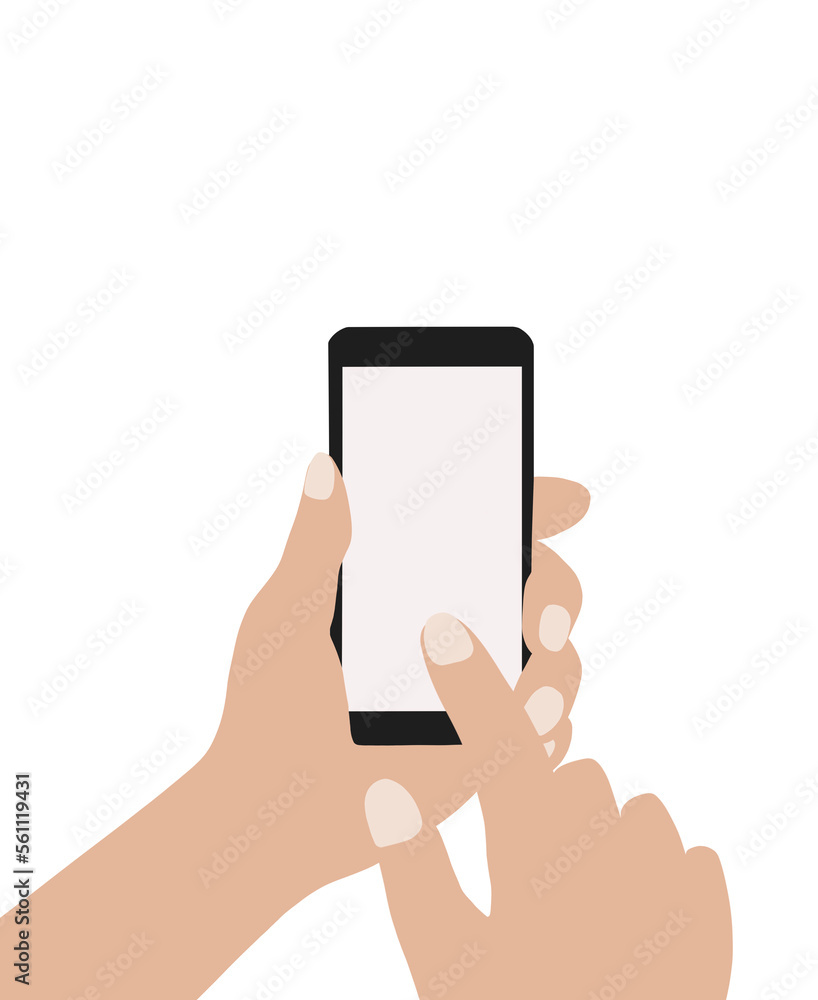 hand holding smartphone isolated on white 