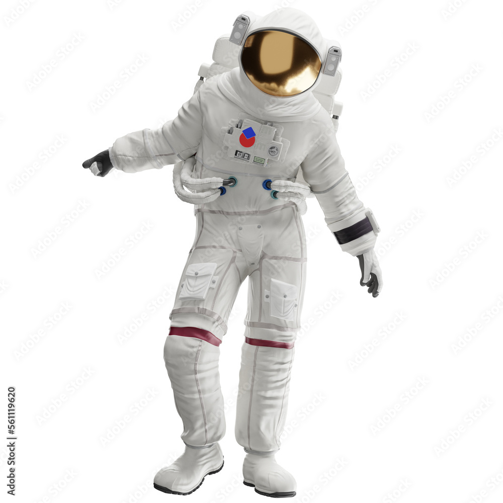 astronaut posing like space parson in-universe 3d render with transparent background	
