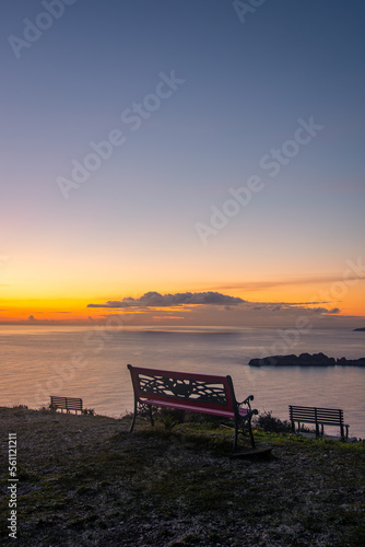 Beautiful sunset in Afionas, village Corfu, Greece © ernestos