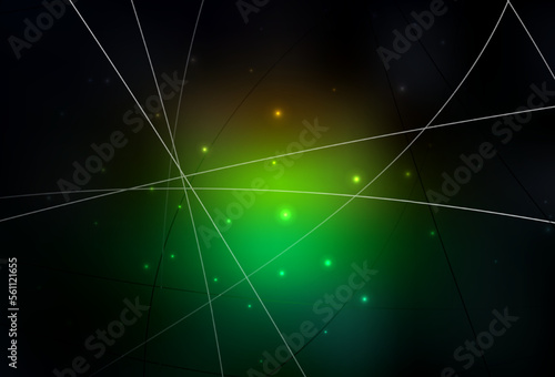 Dark Green, Red vector backdrop with lines, circles.
