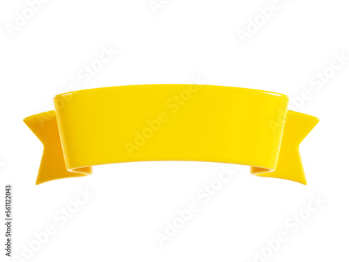 Yellow ribbon banner 3d render - illustration of glossy text box for title sign or advertising message.