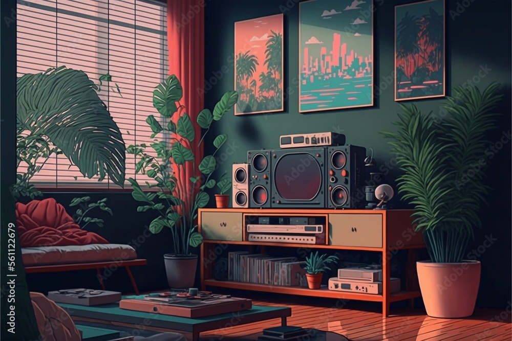 Lofi living room, beautiful chill, atmospheric wallpaper. background
