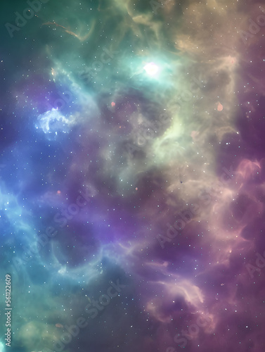 Galaxy with colorful nebula shiny stars and heavy space dust clouds - backround - deep space - generative ai