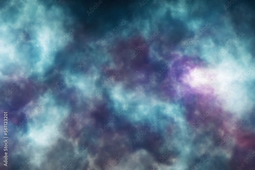 Galaxy with colorful nebula shiny stars and heavy space dust clouds - backround - deep space - generative ai