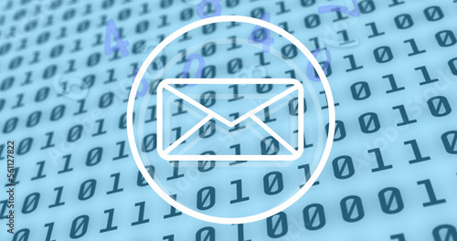 Image of envelope icon over data processing